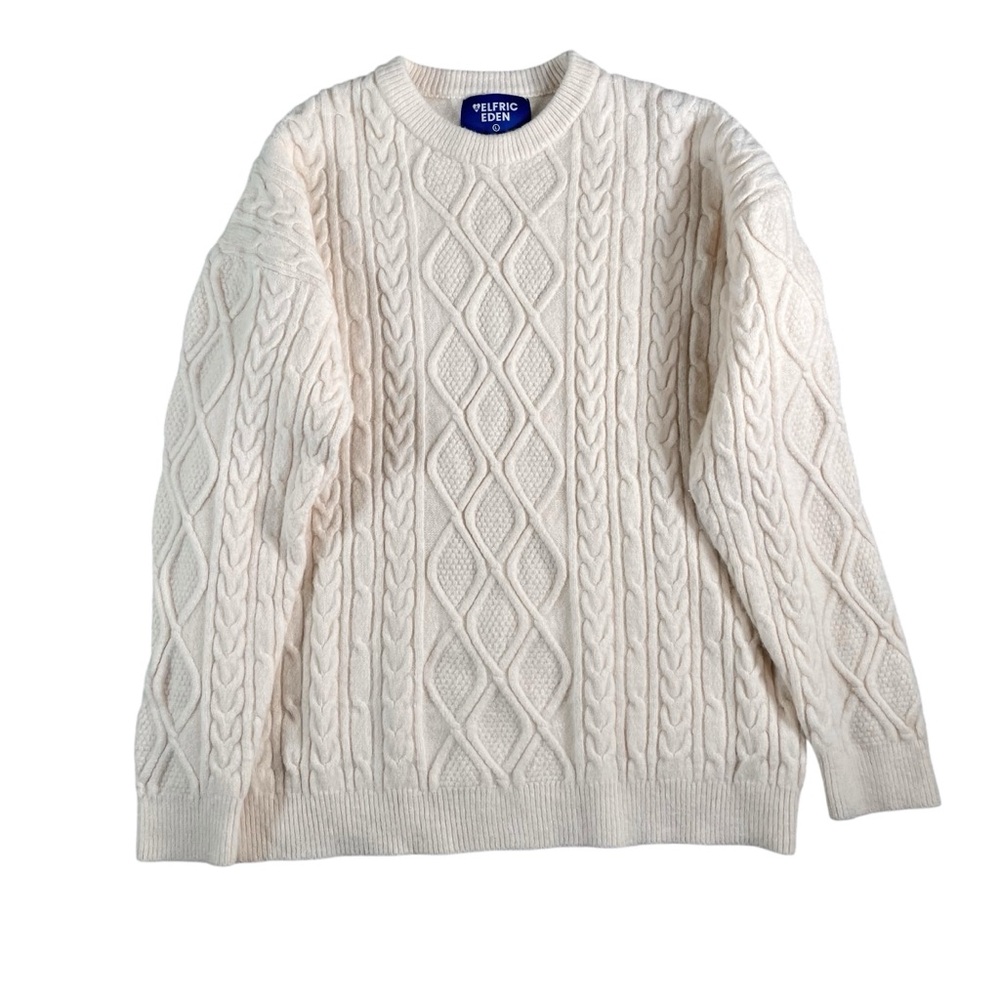 Aelfric Eden Beige Solid Color Crew Neck Long Sleeve Sweater Size Large